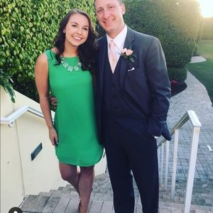 low back green dress